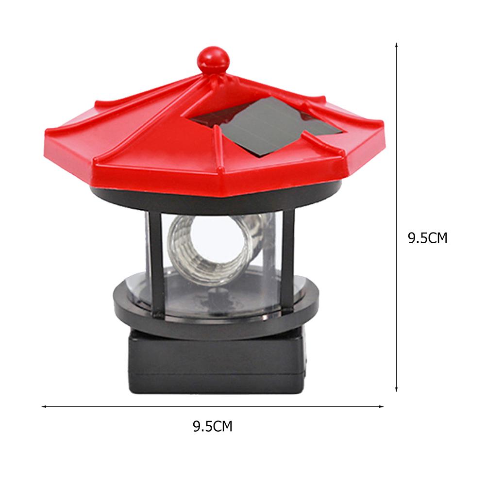 Solar-LED-Licht in Leuchtturmform, für Gartenzaun, Hof, Außendekoration, intelligenter Sensor, Leuchtfeuer, rotierende Lampe für die Innenhofdekoration 1 pcs red