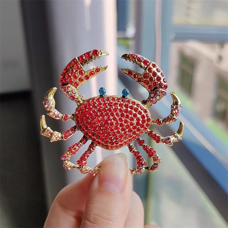 Mode Strass Krabben Broschen Personalisierte Kreative Tier Anstecknadel Für Damen Kleidung Mantel Accessoires Geschenke A1