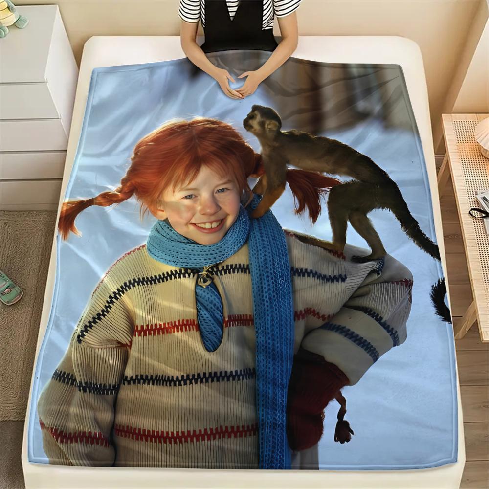 1 Stück Pippi Langstrumpf Motiv Flanelldecke, Hohe Qualität für alle Jahreszeiten, Heimdekoration, Wärme und Komfort, Perfekt für Weihnachtsgeschenke 150cm x 200cm