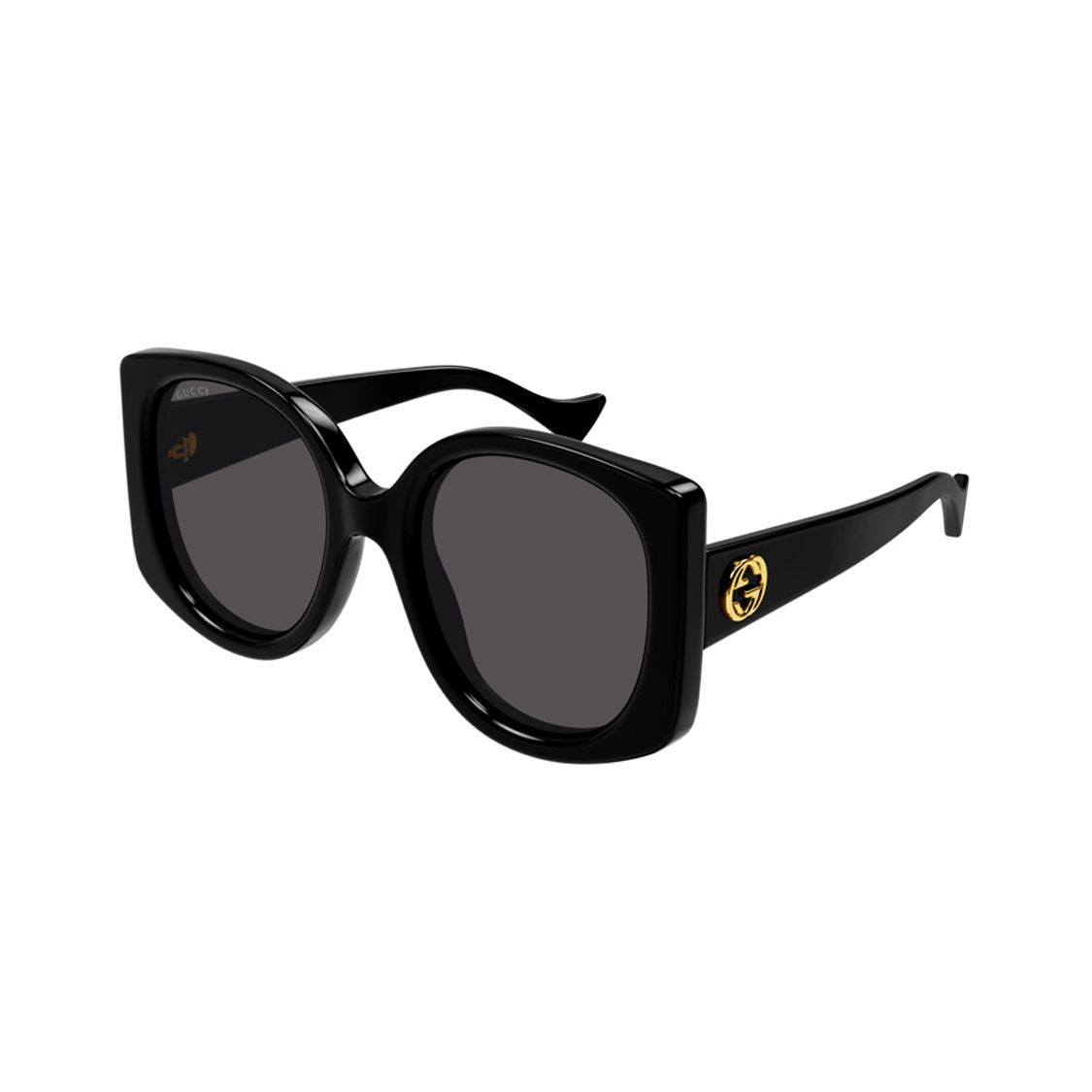 Gucci Grau Linsen Unregelmäßiger Rahmen Sonnenbrille Damen Sonnenbrille Schwarz GG1257S-001 Dust Bag+Eyeglass Case (Random Color)