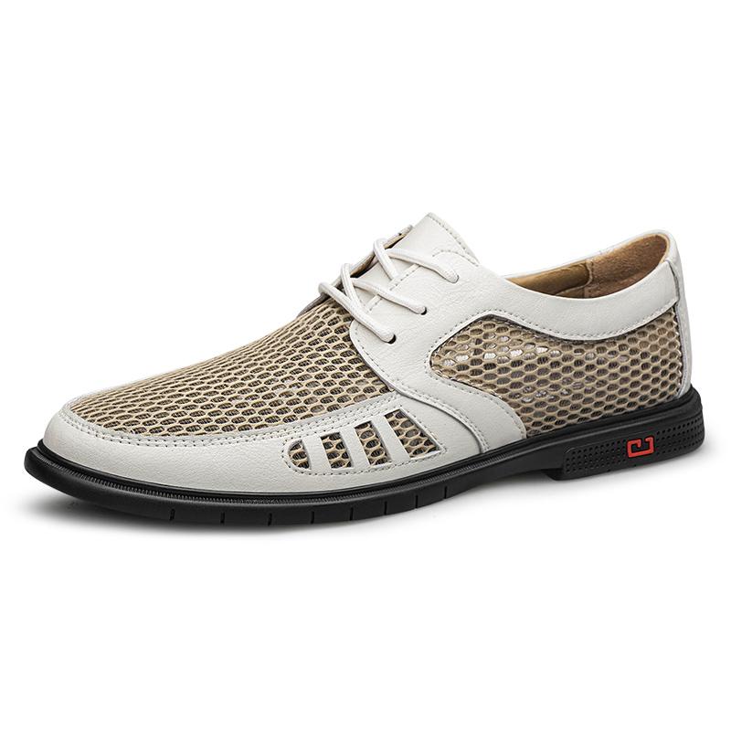 Klassische atmungsaktive Oxford-Schuhe für Herren, flache Schuhe, Mokassins, Herren-Business-Schuhe 44 beige