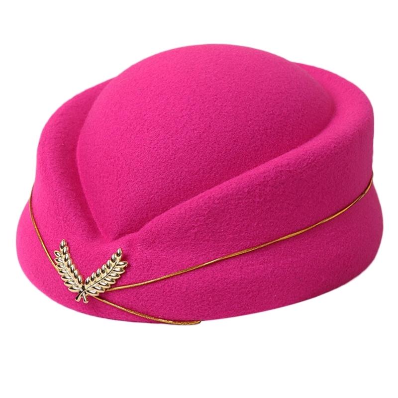 Stewardess-Hut, Stewardessen-Hut, Baskenmütze, Partygeschenke, Hüte, formelle Uniform, Kappen, Zubehör für Frauen, Party, Cosplay rose rot