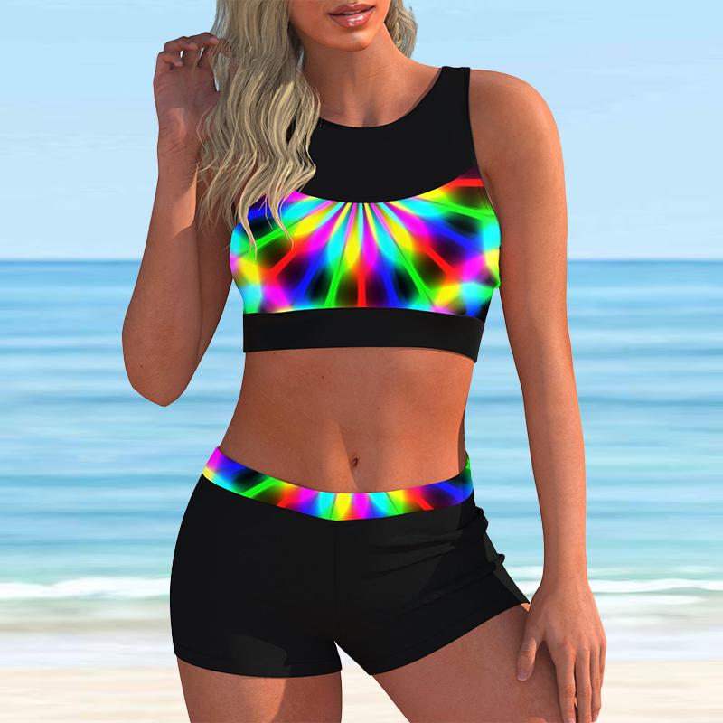 Damen-Bikini-Tankini-Badeanzug mit Neckholder-Wellen in verschiedenen Größen M grün