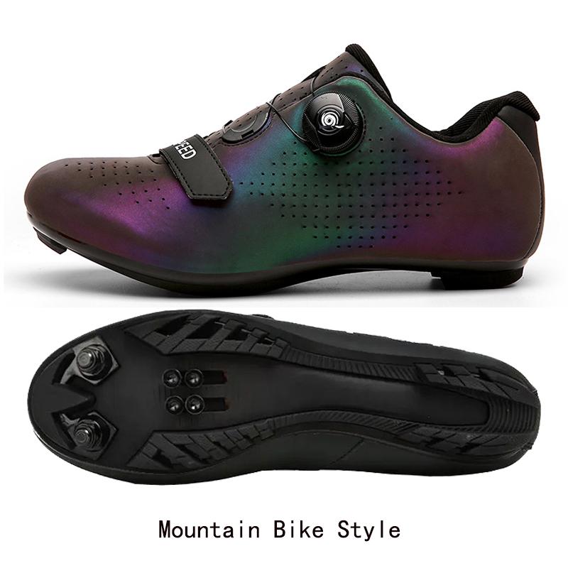 Neu Road Lock Schuhe Radfahren Schuhe Männer Und Frauen Berg Lock Schuhe Fahrrad Schuhe Outdoor Power 39 grün/violett