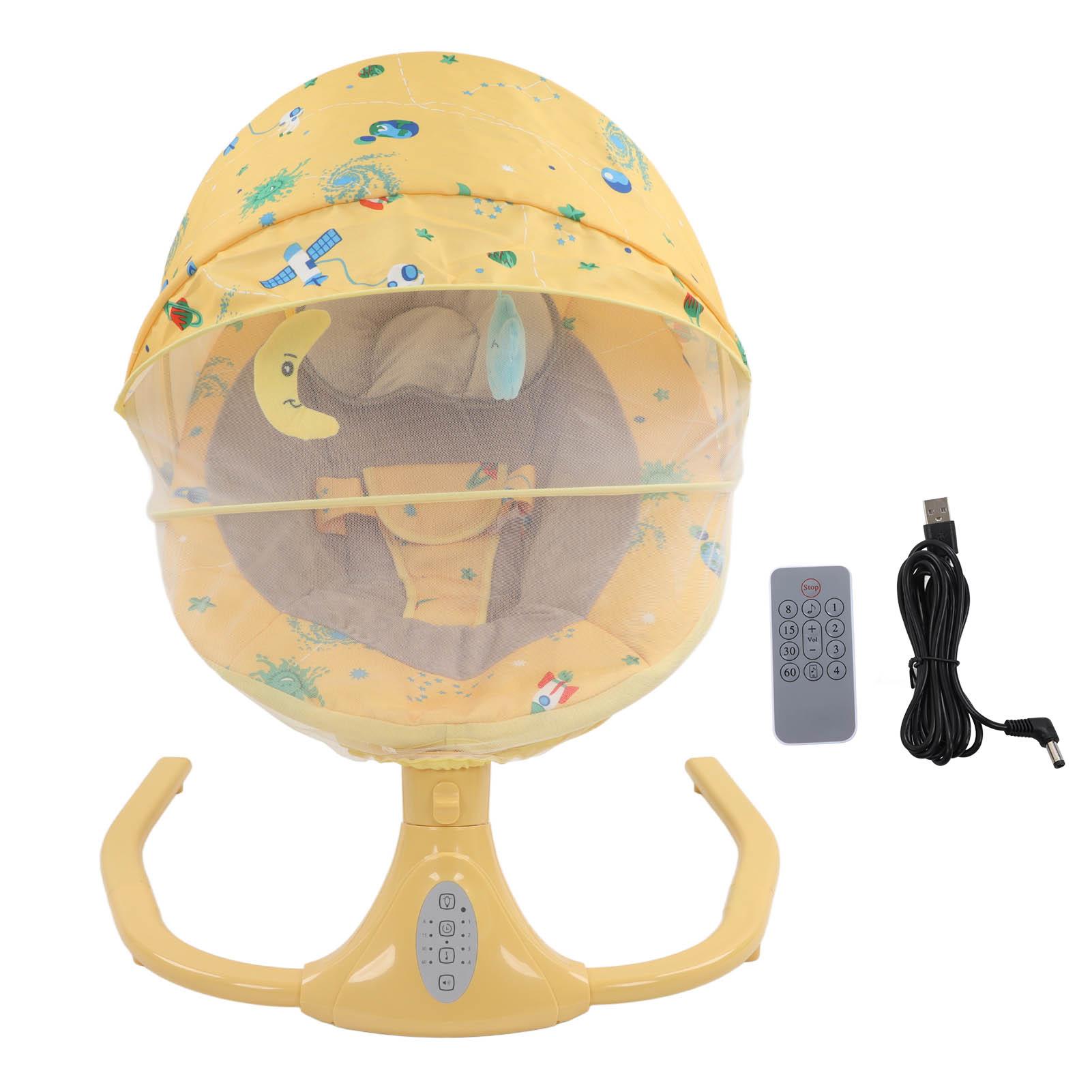 Elektrische Bluetooth Babyschaukel Intelligent 4 Geschwindigkeiten 4 Timer Fernbedienung 3 Sitzpositionen Faltbar