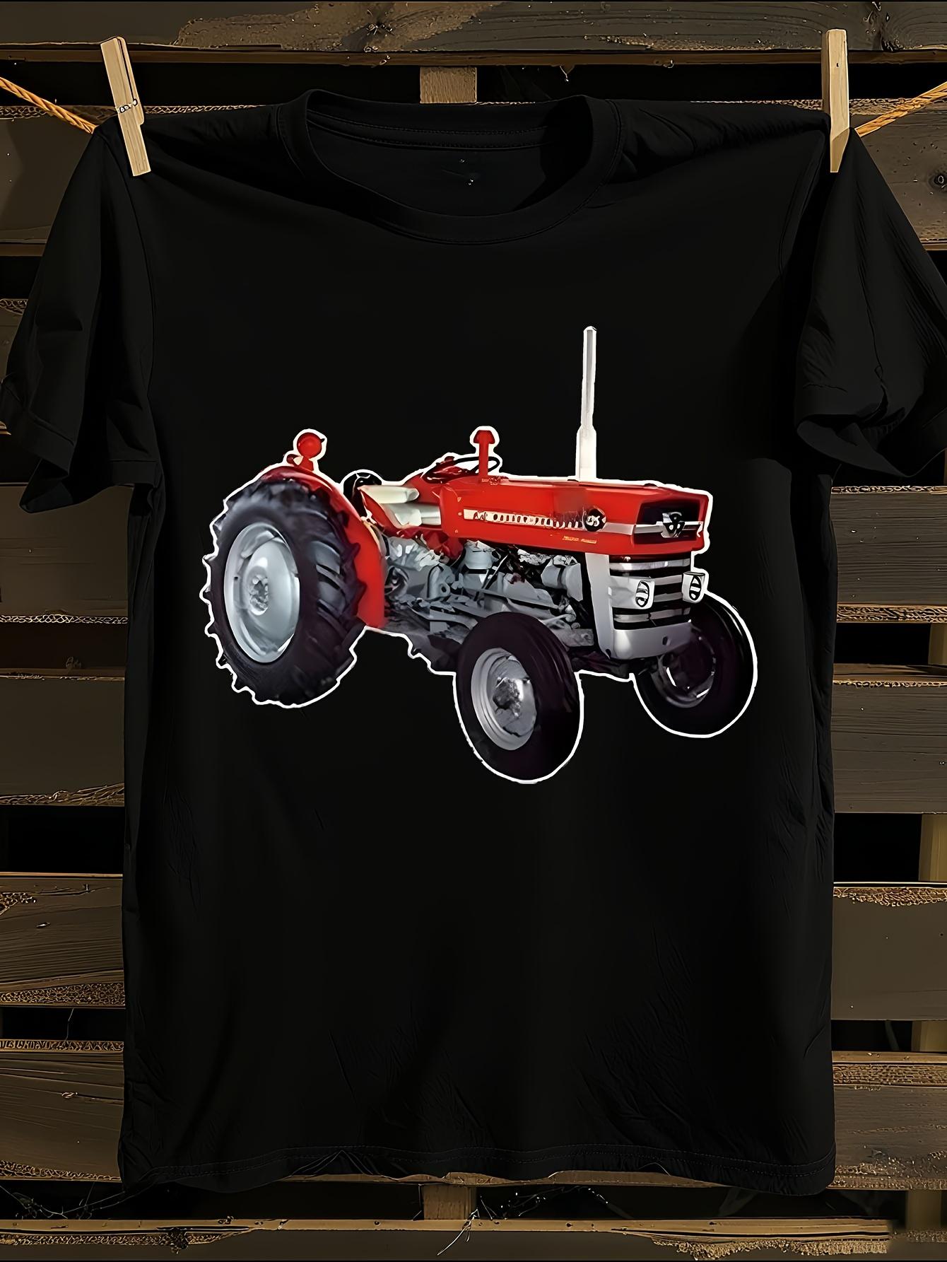 Massey Ferguson 135 Oldtimer Traktor T-Shirt Herren T-Shirt Damen T-Shirts mit Buchstaben Druck Kurzarm T-Shirt Lässiges Street T-Shirt Top M gray