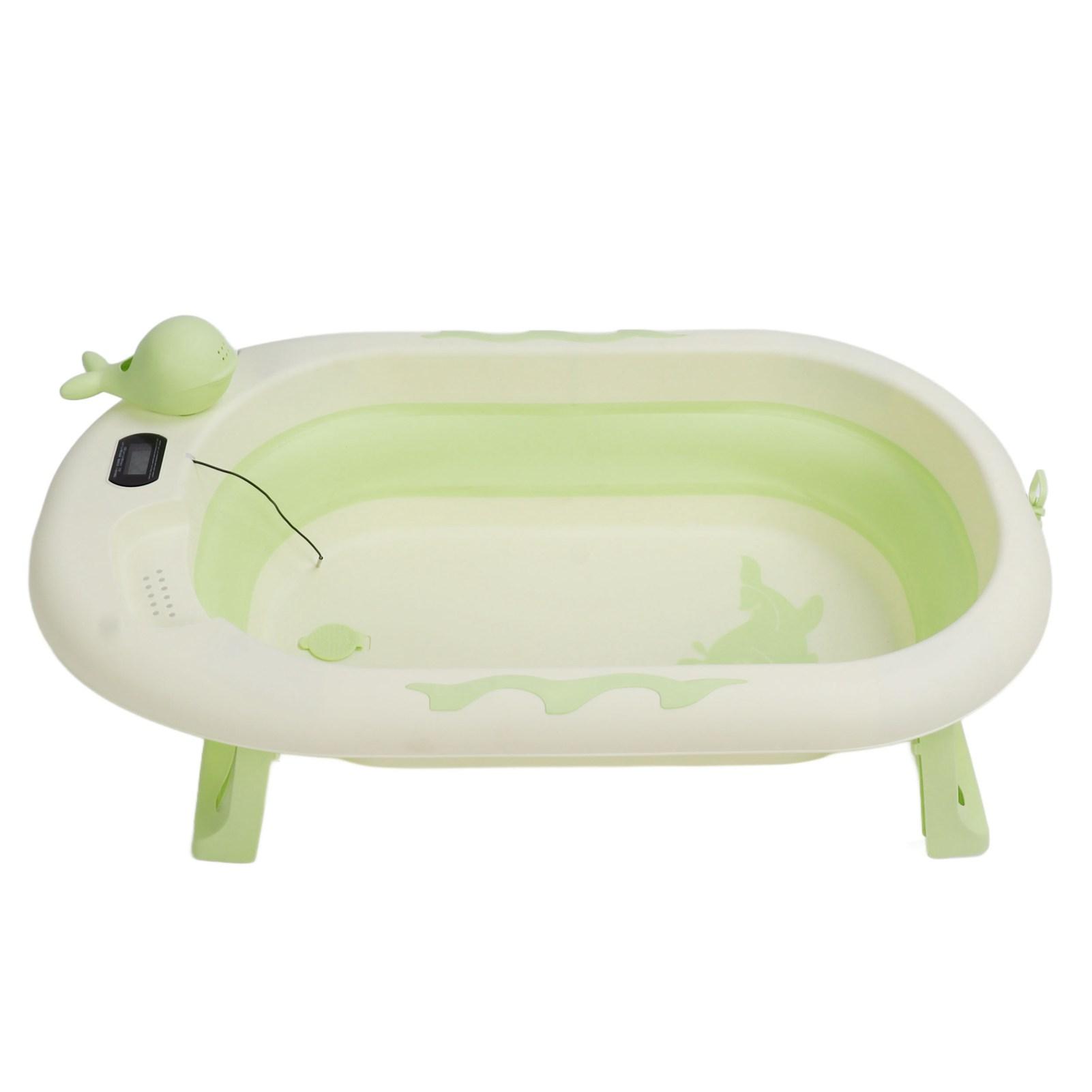 Baby Badewanne Faltbare Baby Temperaturfühlende Badewanne Faltbarer Verdickter Sitz Liege Badeeimer grün