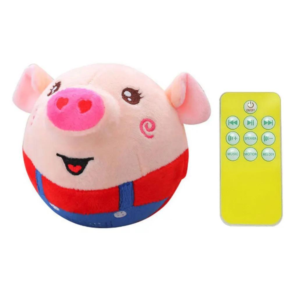 USB-wiederaufladbares elektronisches Haustier-Hundespielzeug Musik Vibration Hundekauen Bewegliches Plüschtier Kinderspielzeug Smiling Red Pig