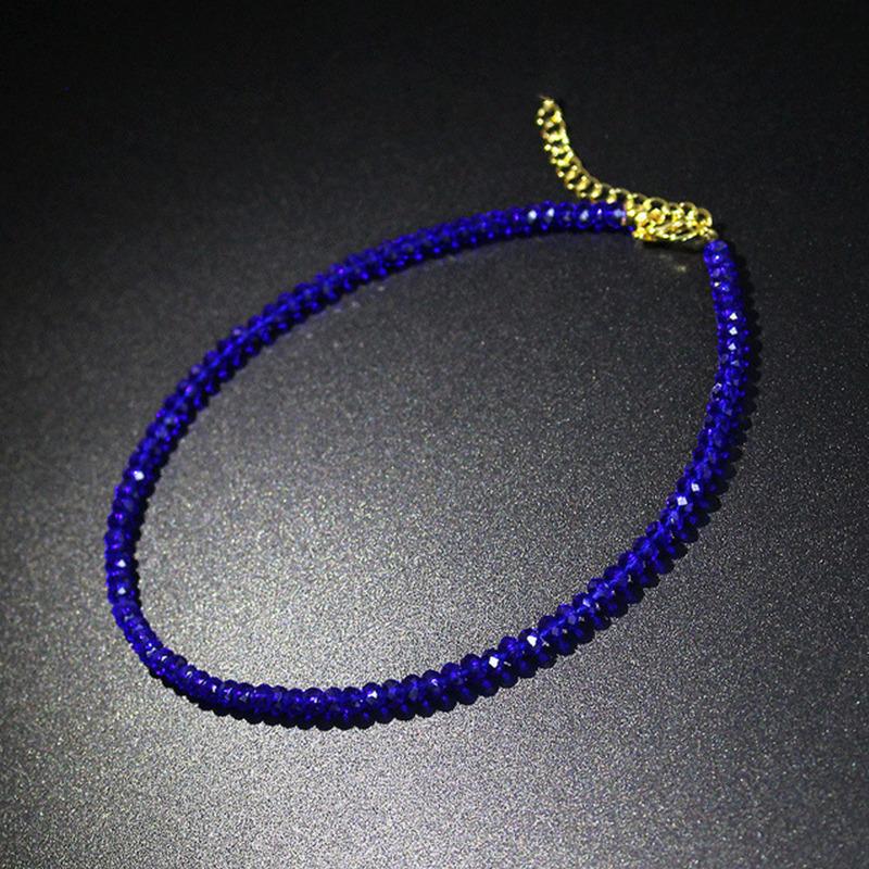 Mode Schwarz Kristall Perlen Halsband Halskette für Frauen Böhmischen Perlen Kurze Weibliche Halskette Neue Party blau
