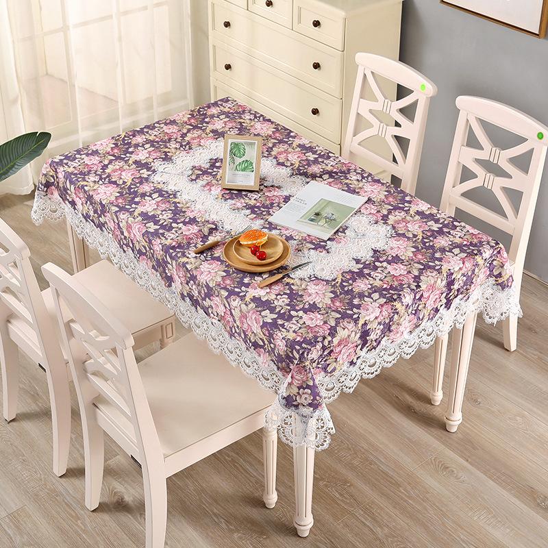 Pastoraler Stil, leichte Luxus-Tischdecke, digitale Vintage-Druck-Tischdecke, Wohnzimmer, dekorative Tischdecke, Außenhandel-Qualitäts-Tischdecke 135*135 violett