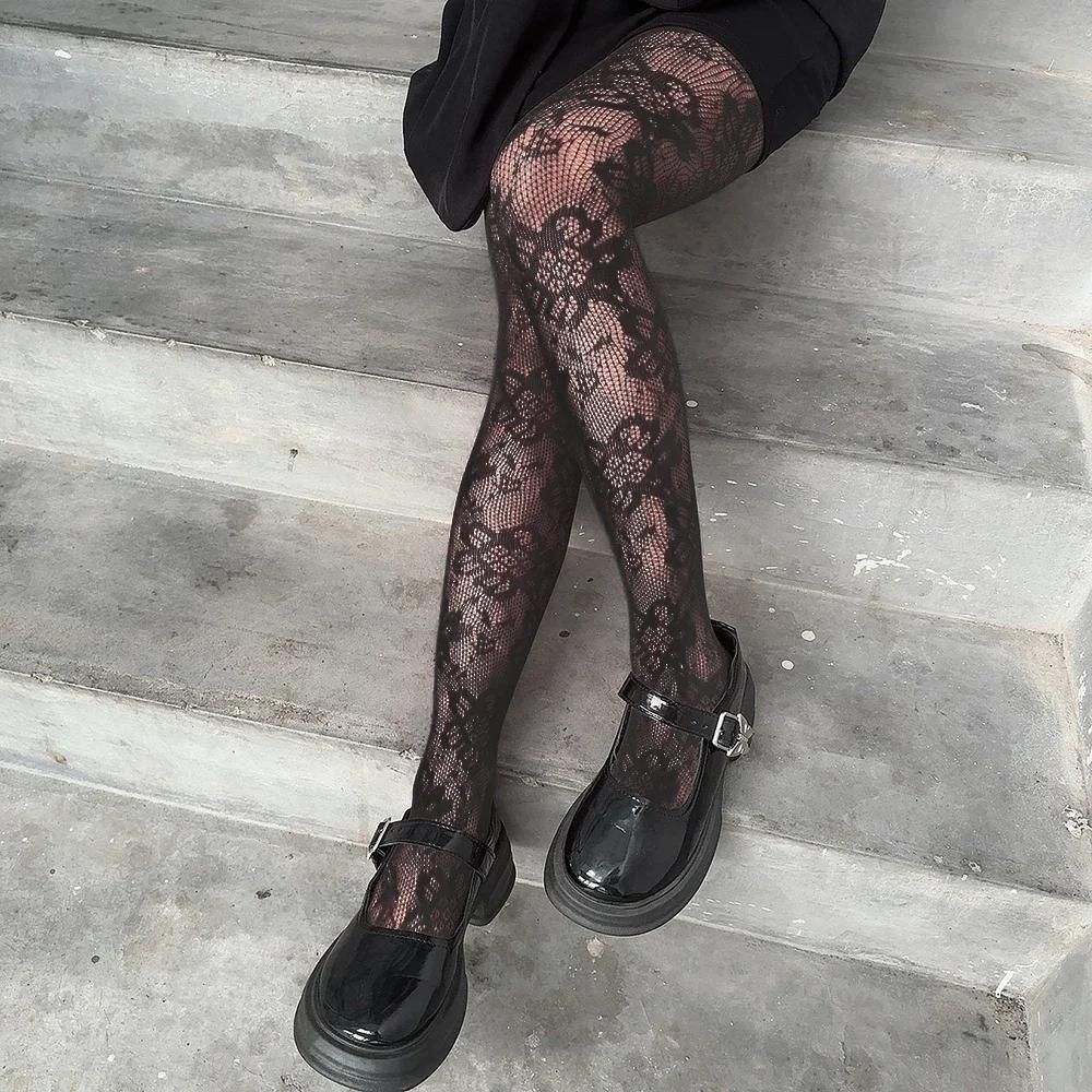 Sexy Damen Gothic Strumpfhosen Gestreiftes Muster Strümpfe Schwarze Nachtclub Strumpfhosen Strumpfhosen Fantasy Ausgefallene Strumpfhosen für Damen gray