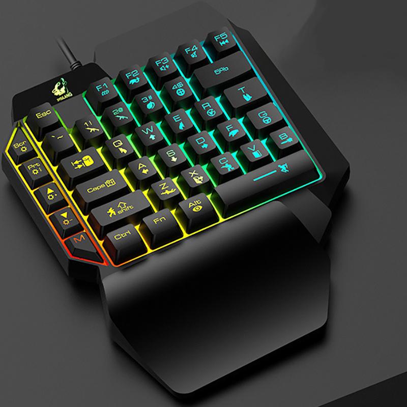 iMICE Einhand-Gaming-Tastatur, RGB-Hintergrundbeleuchtung, tragbare Mini-Gaming-Tastatur, ergonomischer Game-Controller für PC, PS4, Xbox-Gamer schwarz