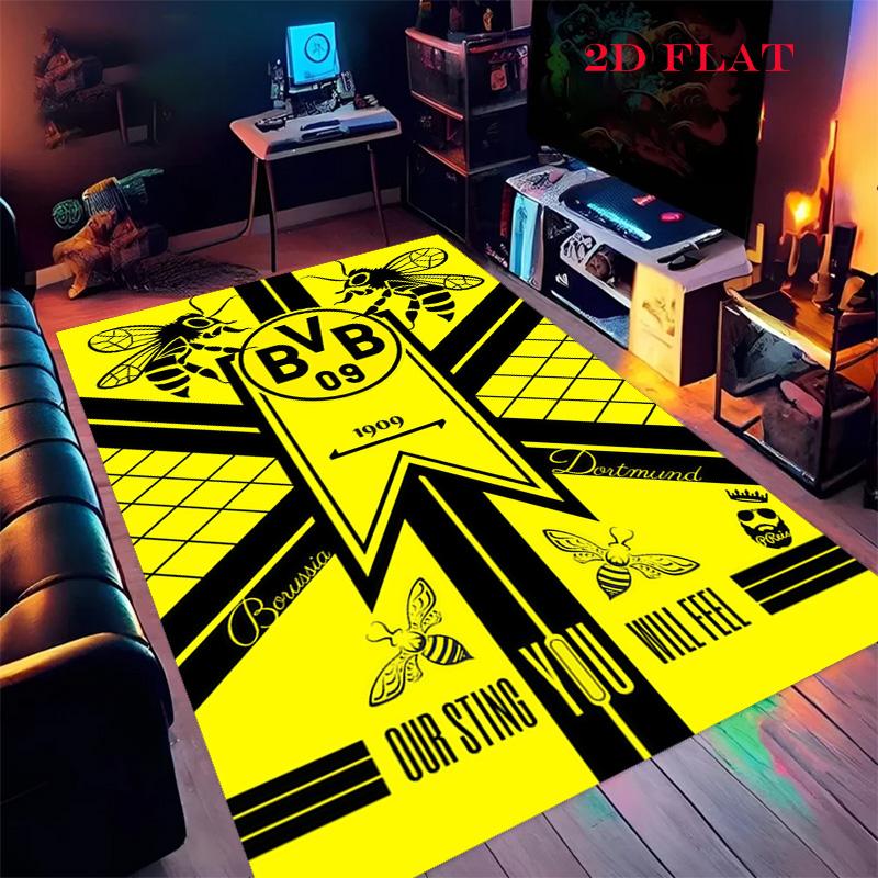 Mutiges BVB-Logo Teppich für Wohnzimmer Schlafzimmer Zuhause Sofadekoration, Kinderspiel Rutschfeste Bodenmatte 120x160cm( 47x62in )