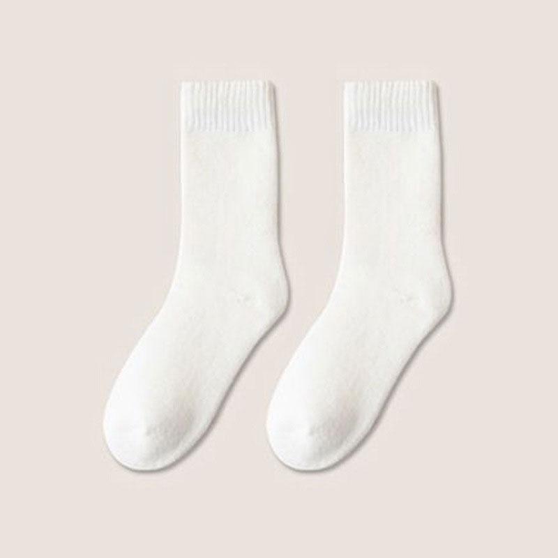 Winter Warme Socken Verdicken Baumwolle Einfarbig Frauen Weiße Socken Für Mädchen Schnee Schlaf Boden Socken Y2k One Size weiß