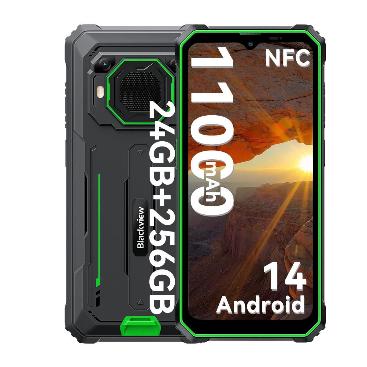 Blackview BV6200 Plus Smartphone 24 GB RAM 256 GB ROM Android 14 Robustes Telefon only cell phone grün