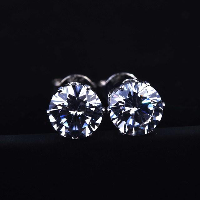 Hoyon Importierte Mosang Diamant Kronen Ohrringe Platin Herzförmiger Zirkon Ohrstecker S925 Silberschmuck für Frauen gray