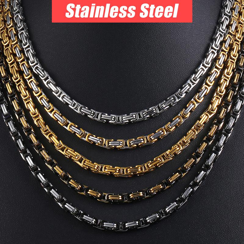 4/5/6/8mm Breite Royal Box Kette Byzantinisches Armband Halskette Für Männer Männlich Edelstahl Domineering Kaiser Kette Halskette Personalisieren Schmuck Geschenk 8mm-80cm silber/gold