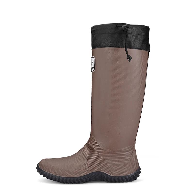 Mode im neuen Stil Herren Kochschuhe Lange hochwertige Landwirtschaft Regenstiefel für Männer Wasser Designer Mode Arbeiten Erwachsene Männer Angelschuh 44-45 braun
