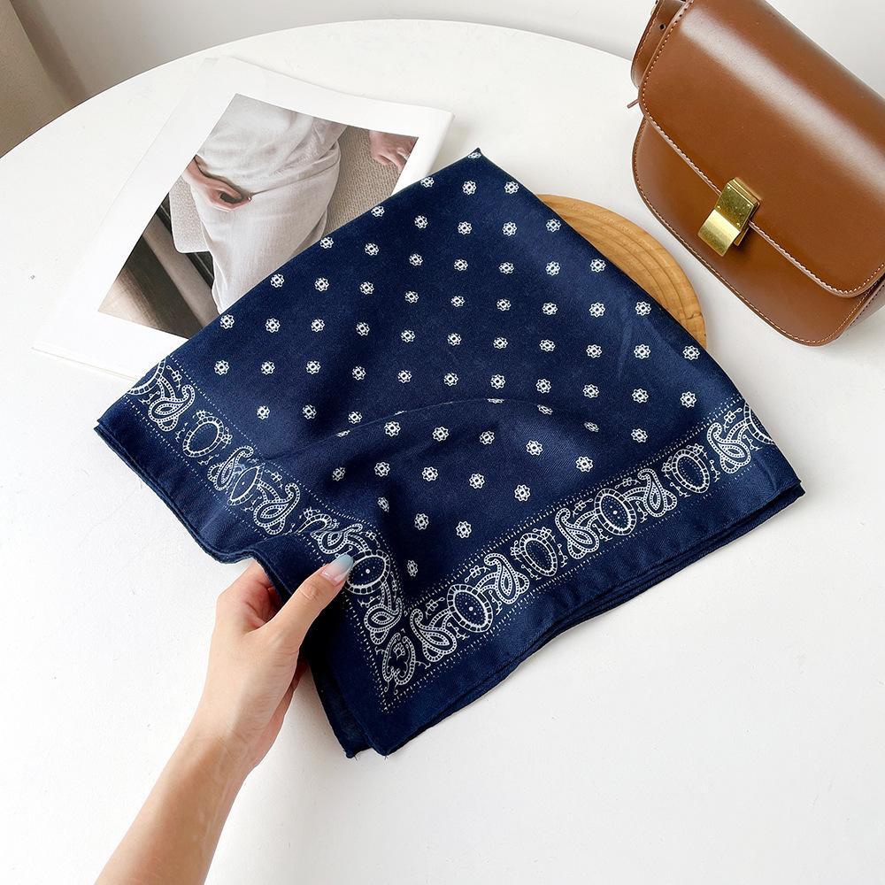 Ethnisch Stil 65cm Quadratisches Tuch, Personalisierte Eleganz, Temperament, Fischgrätenmuster Weiches Damen Seidentuch Dekotuch 65*65 blue