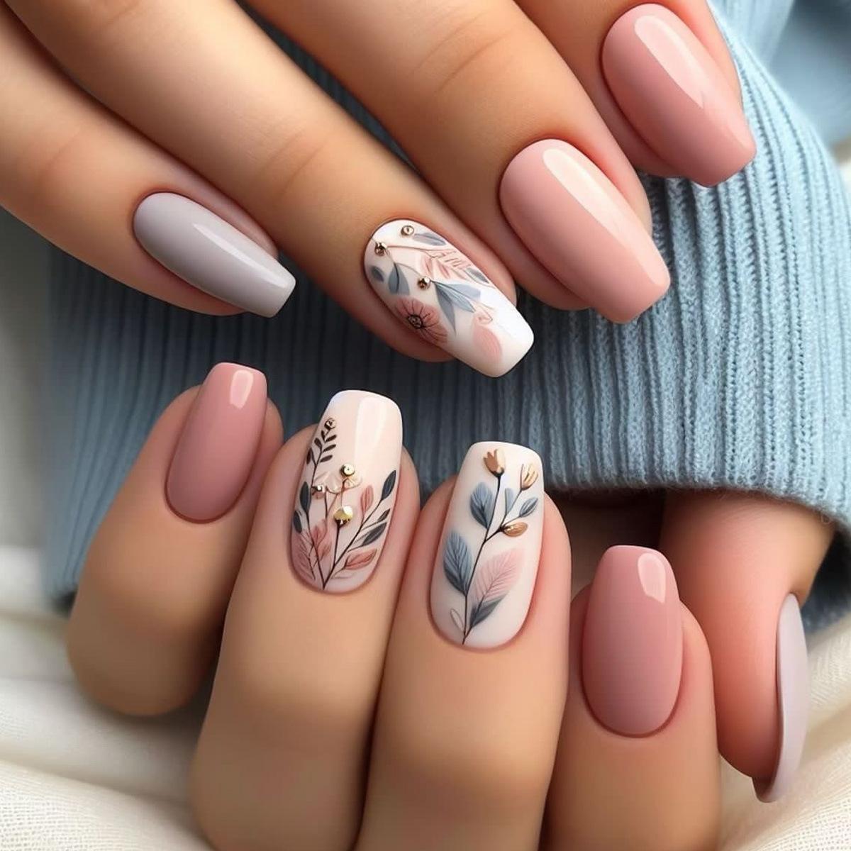Süßer Wind Tragen Nagel Blume Geometrisches Muster Nagelkunst Nägel Mandel Nagelkunst Patch Falsche Nägel