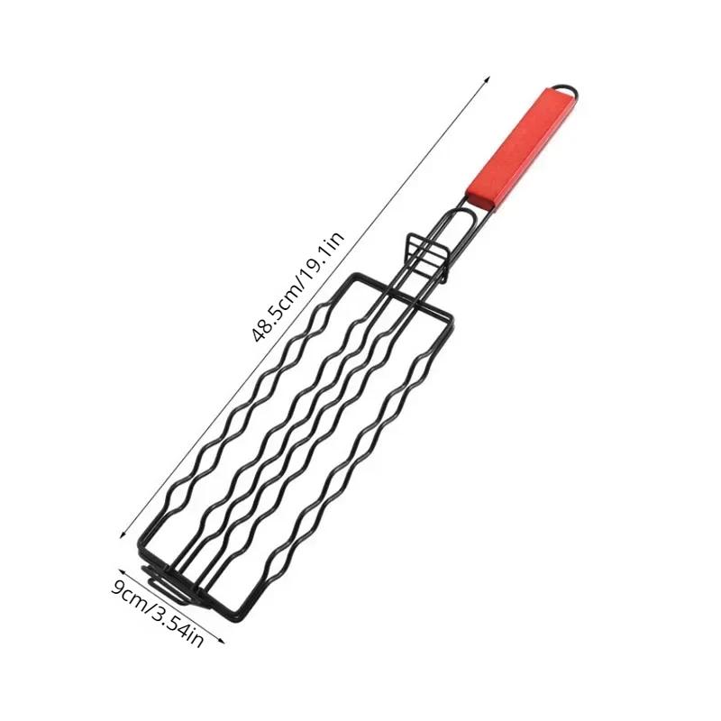 1 Stück Kebabhalter Grillkorb Edelstahl BBQ Werkzeug für Hot Dog Gemüse Fleisch Steak Garnelen Barbecue Zubehör Grill schwarz