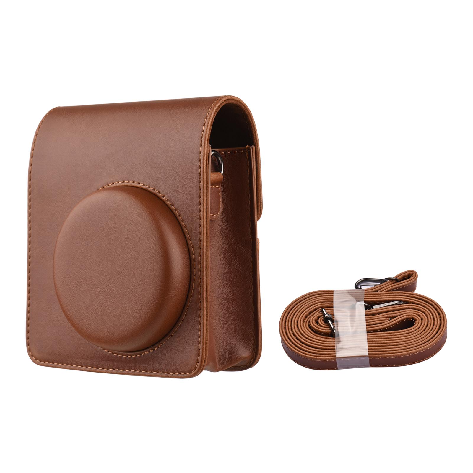 Sofortbildkamera-Schutzhülle, Kamera-Aufbewahrungstasche aus PU-Leder mit abnehmbarer, verstellbarer Schulter braun