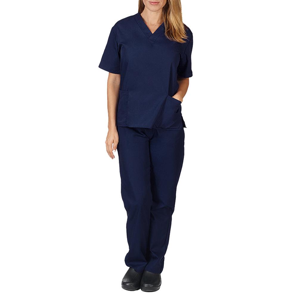 Männer & Frauen Kurzarm V-ausschnitt Top + Hose Pflege Arbeits Uniform Set Anzug Gesundheits Arbeiter Arbeitskleidung Schützen Uniform arzt Kleidung L orange