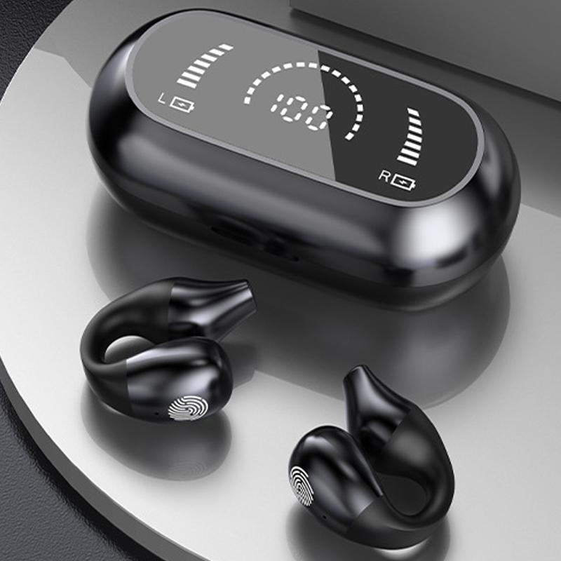 2023 Mode Knochenleitung Bluetooth-Kopfhörer Offener Ohrclip Drahtlose Kopfhörer mit Mikrofon Sport-Headsets für Android und iPhone schwarz