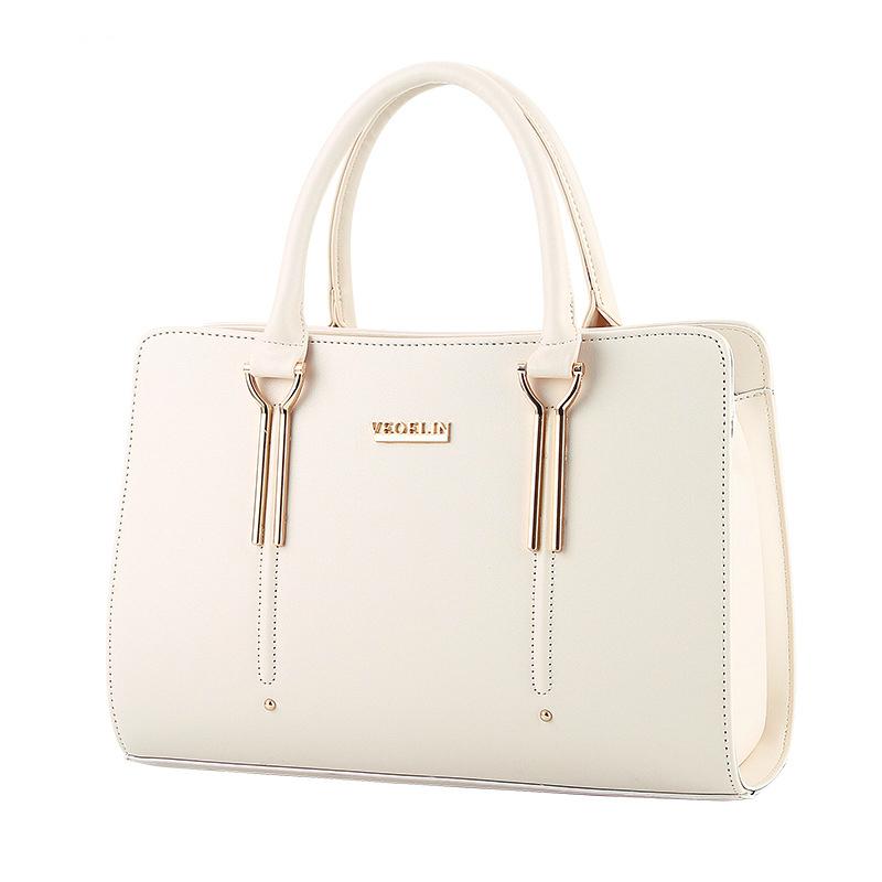 Handtaschen mit Henkel oben PU-Leder Damen Umhängetaschen Damen Freizeit-Tragetaschen CLE weiß