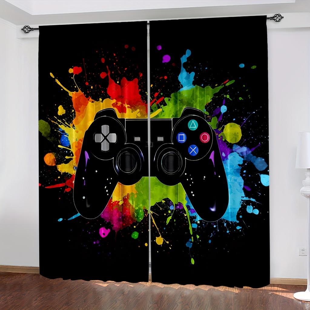 Gaming-Vorhänge, Vorhänge für Kinder, Gamer-Videospiele, Vorhang-Set für Jungen, moderner Game-Controller-Stoffvorhang, grün, Gamer, 2-teilig 100W130H(CM)40x51in&Grommet Top