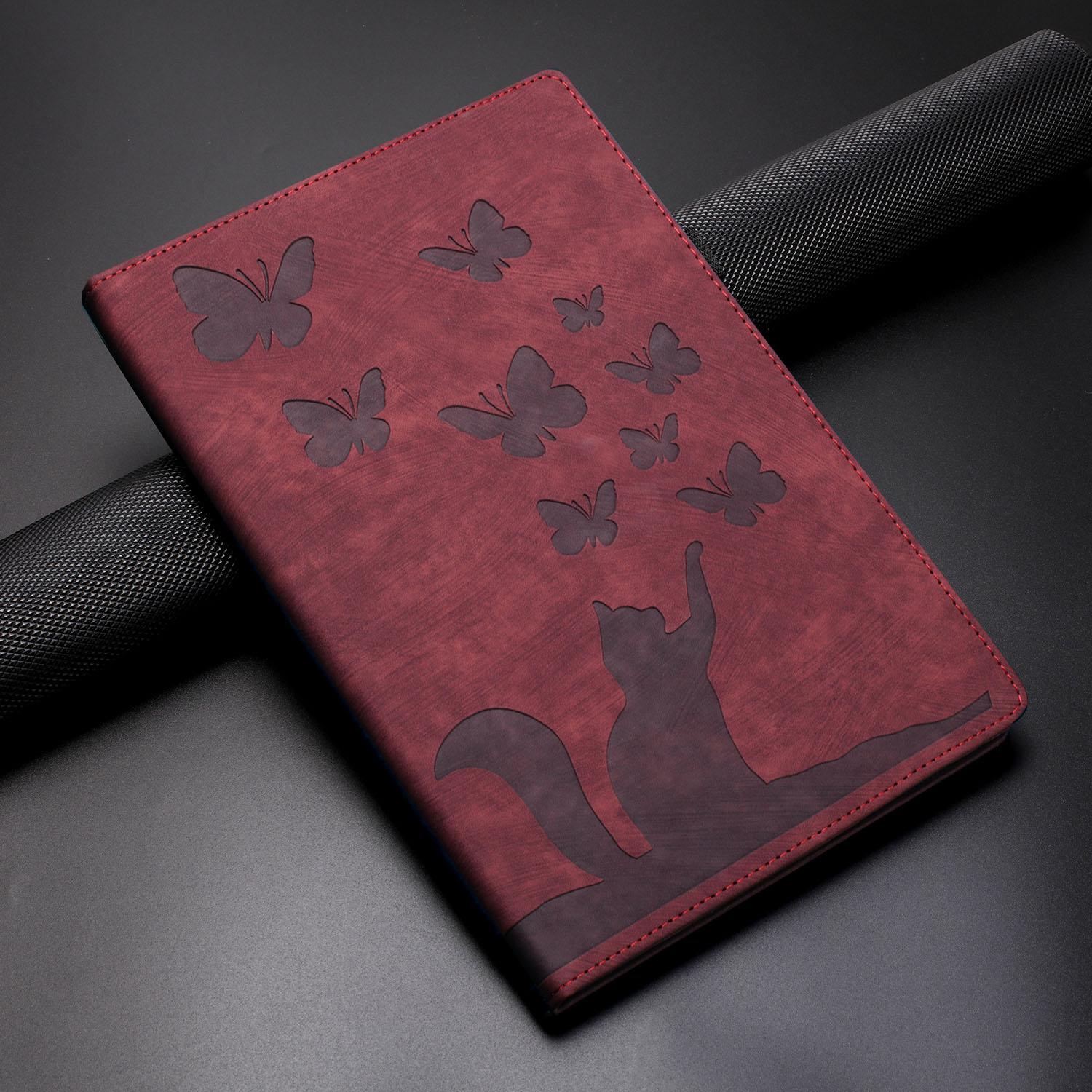 Mit Kartensteckplatz Schmetterling Katze Tablet-Hülle für iPad 2025 Pro Air MINI 10,2 10,9 11 12,9 13 Zoll 4 5 6 7 8 9 10. Generation Abdeckung ipad 2025 11inch A16 rot