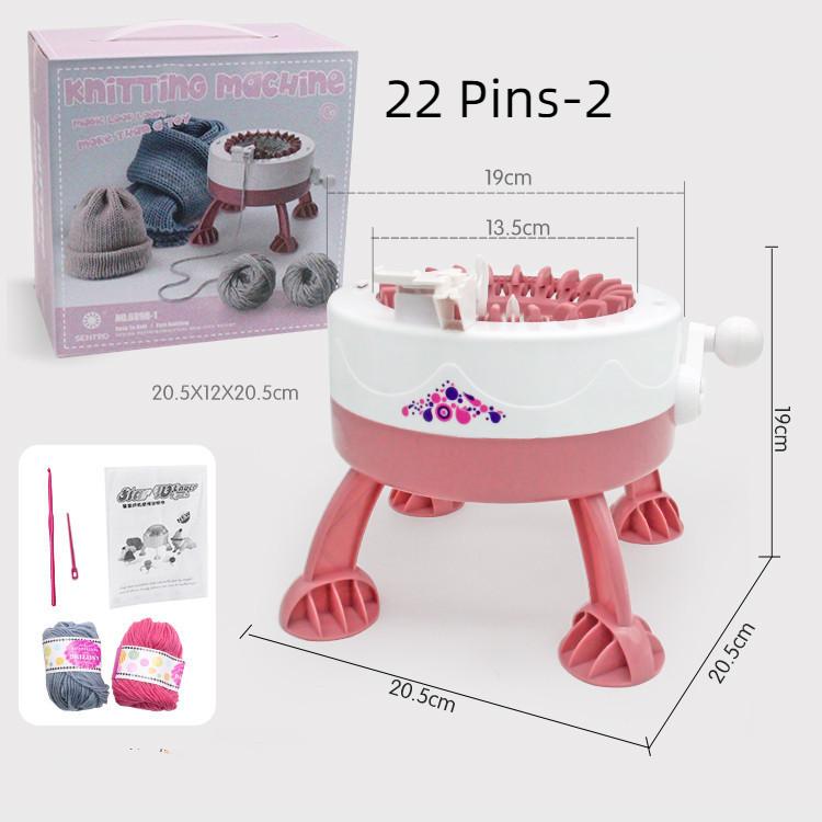 22/32/40 Nadeln Smart Weaving Round Loom, Strickbrett rotierendes Doppelstricken, Loom Machine Kit für Erwachsene/Kinder DIY Strickschal Mütze Socke 22 PINS-2 gray