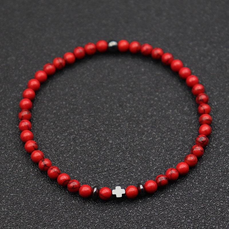 Noter Herren Armband 6 Farben 4mm Perlenkette Armband Natürlicher Hämatit Stein Heilendes Armband Meditation Yoga Zubehör Schmuck black