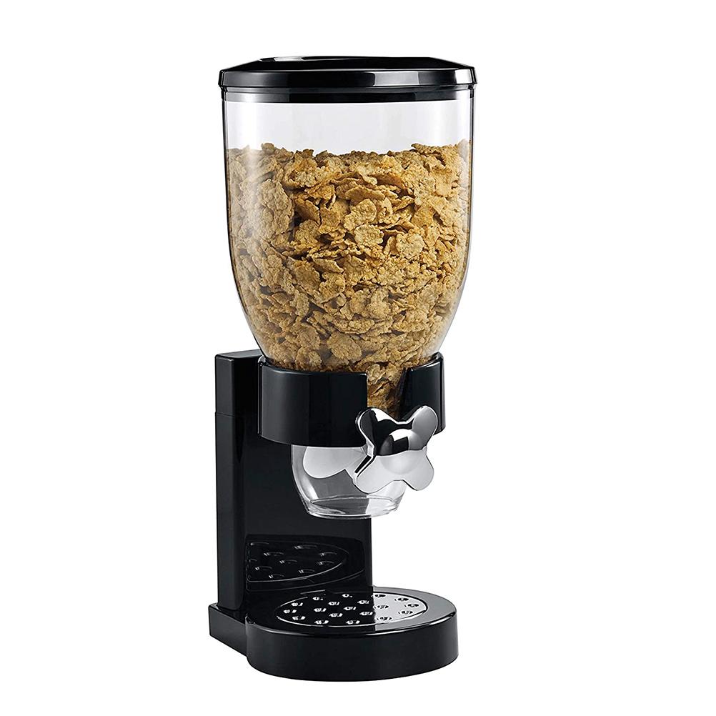 Trockenfutterspender Einzelner Getreidespender Lebensmittelaufbewahrung Mahlzeitenbehälter für Trockenfutter Süßigkeiten Süßigkeiten schwarz