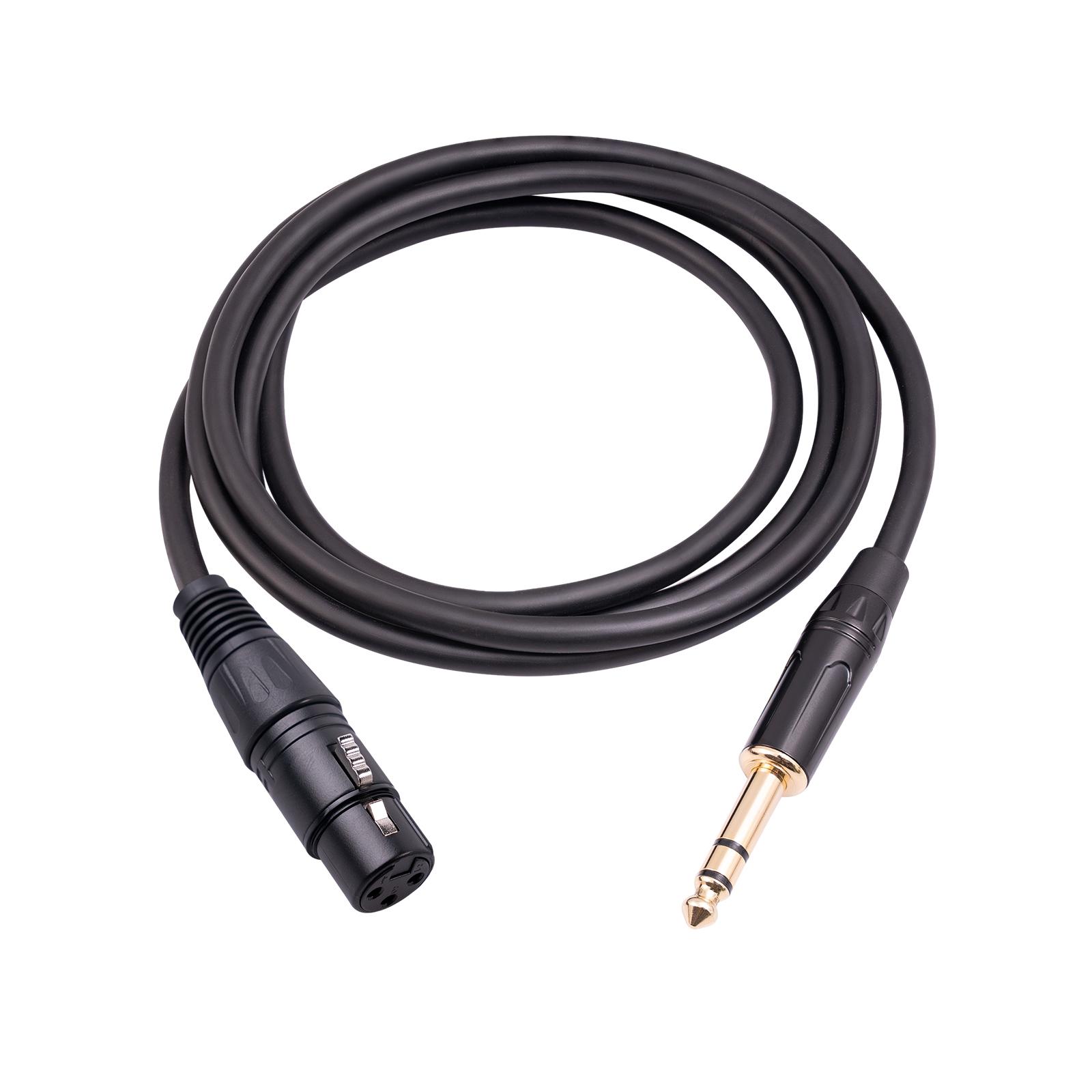 6,35 TRS Stereo-Stecker auf XLR-Buchse, Mikrofon-Mischpult, Audiokabel, störungsfrei, unterstützt 48 V 180cm schwarz
