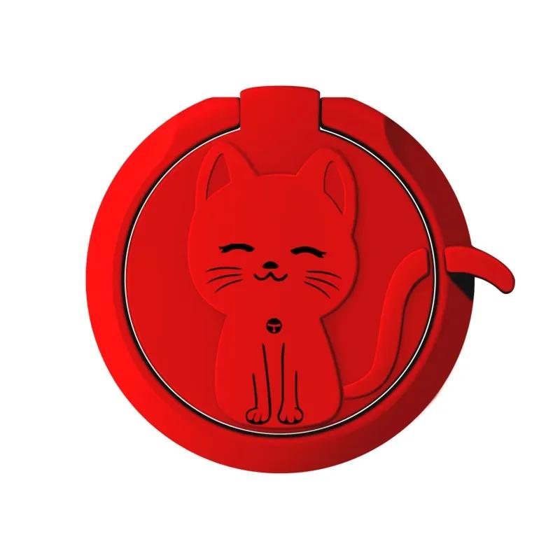 Niedlicher Cartoon Katze Handy Fingerringhalter Runde Halterung Telefonständer für IPhone 15 Samsung Huawei Xiaomi Handyzubehör red