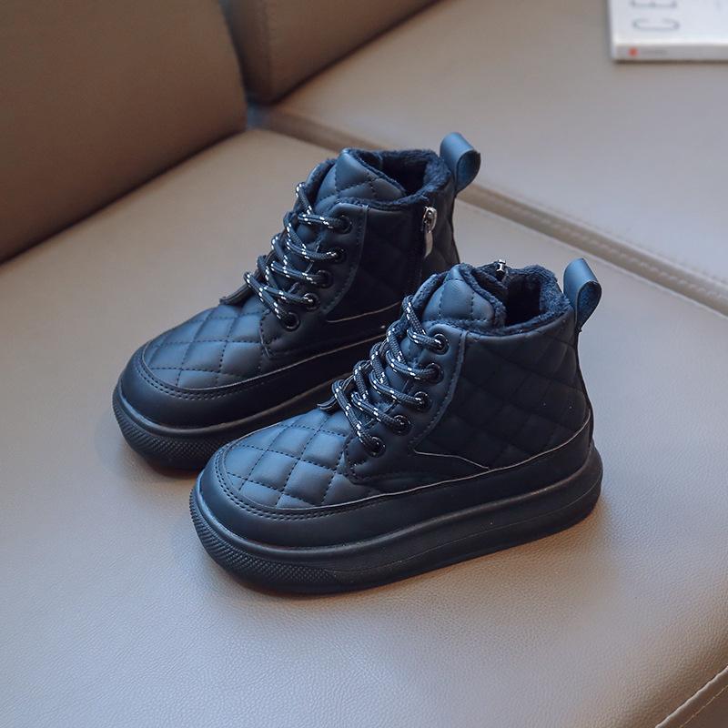 Kinder Winter Stiefel Kinder Mode Kurze Stiefel Künstliche Leder Kinder Warme Schuhe Für Mädchen Skids Schuhe 35