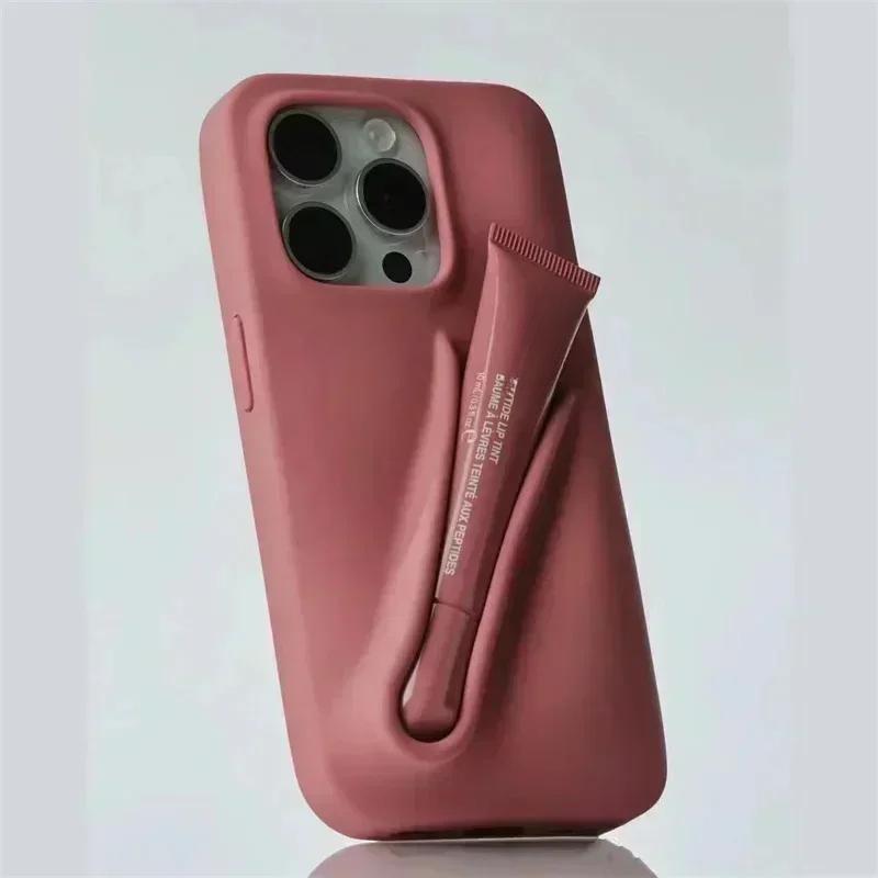 Herbst Neue Rho DIY Lippenstift Lippenstift Silikon Abdeckung für IPhone 16 15 14 13 12 11 Pro Max Plus Telefon halter Schutzhülle For iPhone 16 ProMax&No Lipstick