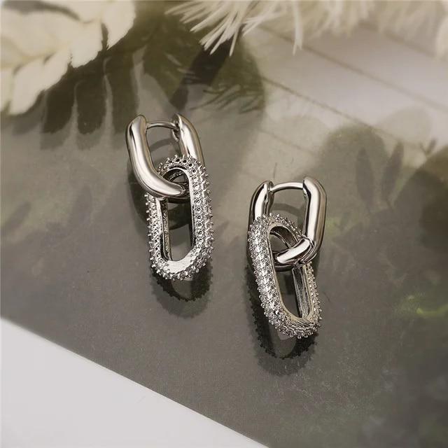 Retro Double Loop Drop Ohrringe Gold Silber Farbe Geometrische Runde Ohrringe für Frauen Punk Hip Hop Modeschmuck