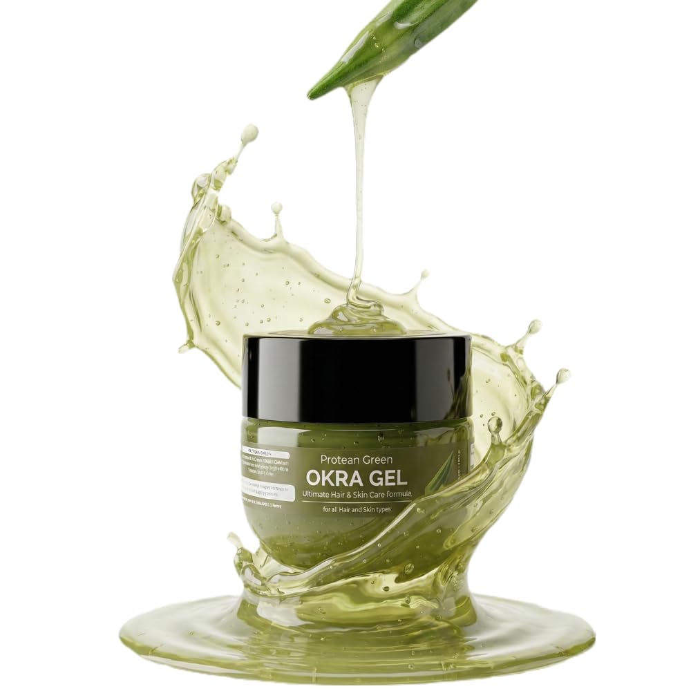 Alara Bhindi Okra Gel für Gesicht & Haare | Natürliches Gel-Feuchtigkeitsspender für trockene Haut, Anti-Aging, Schuppenbekämpfung & Aknebekämpfung | Feuchtigkeitsspendendes Gesichts-Gel für beige