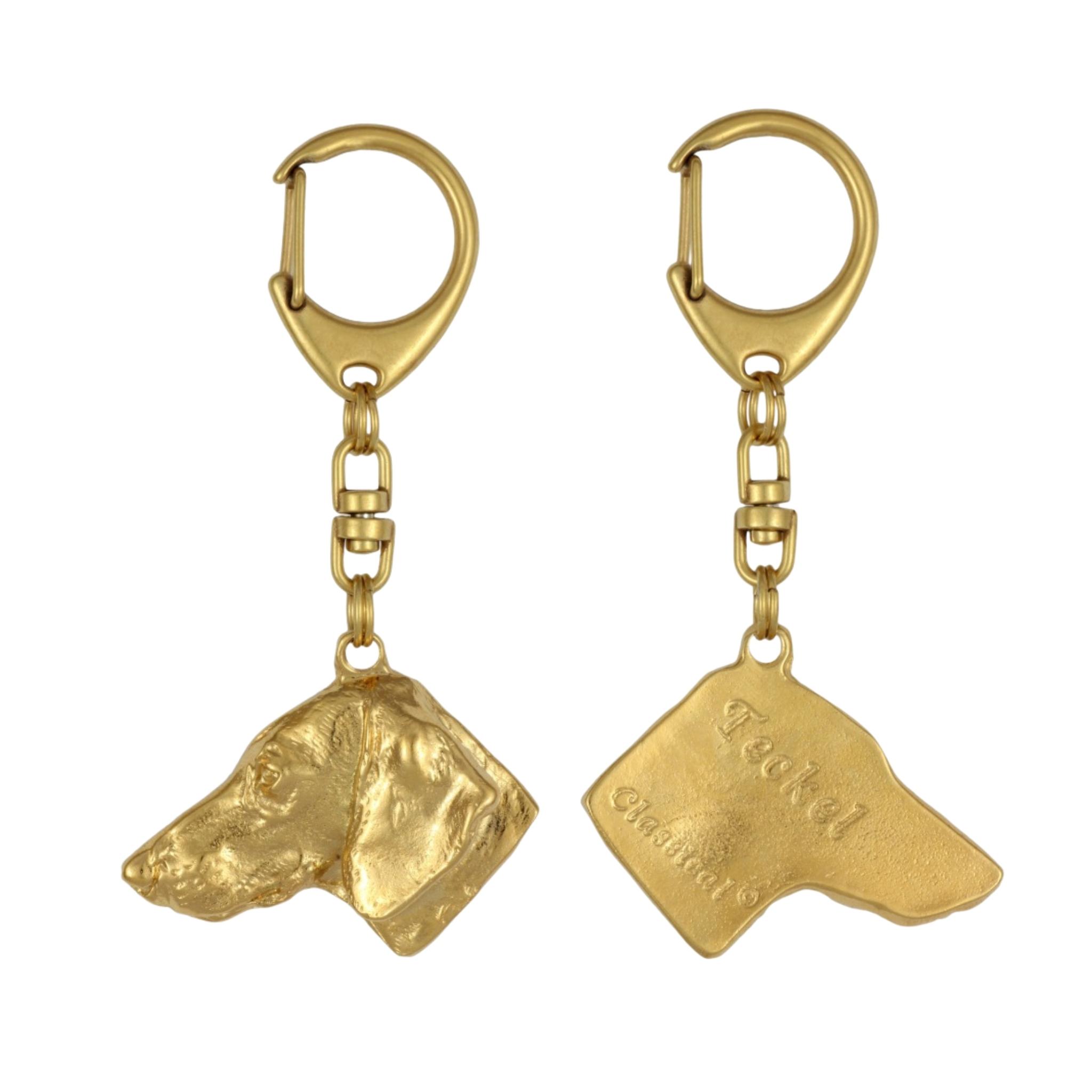 Rauhaardackel, Wiener Hund, Dachshund I - Vergoldeter Schlüsselanhänger mit Hund in Geschenkbox, Handtaschendekoration, Luxusaccessoire der Marke Art-Dog