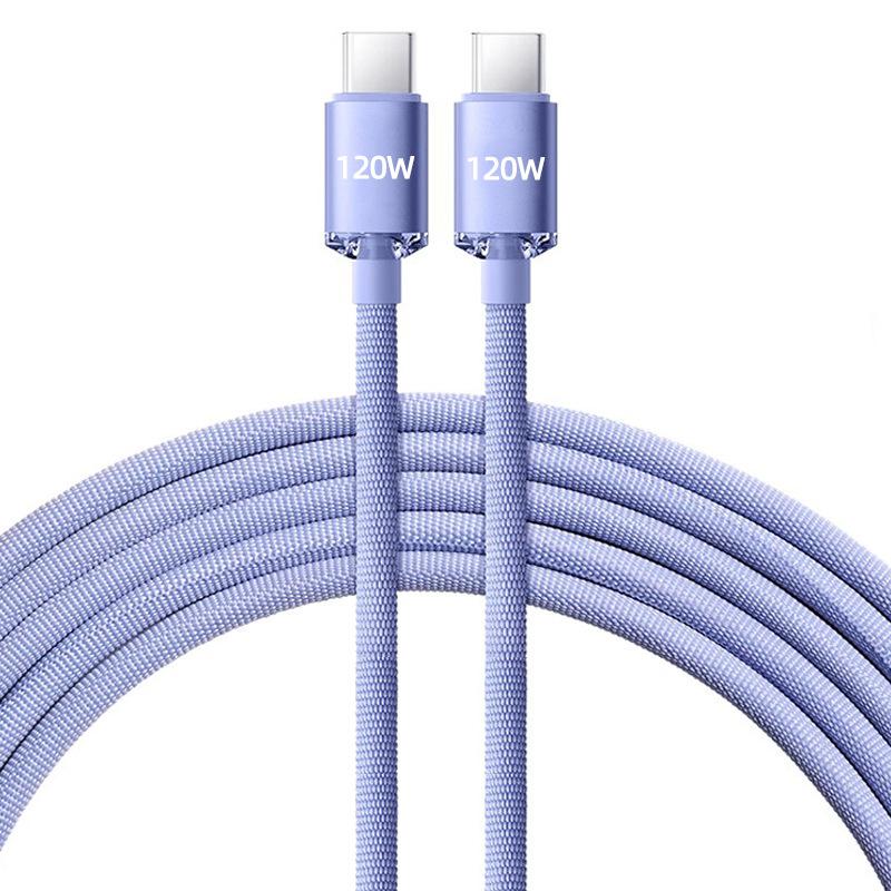 PD 120W USB Typ C auf USB C Kabel für iPhone 15 Pro Max Schnellladekabel Datenkabel Typ-C USBC Kabel 0,25M/1M/1,5M/2M 1m violett