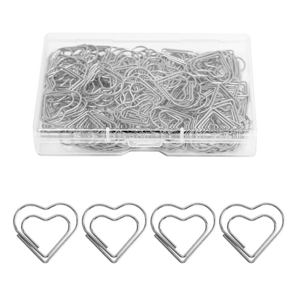 100 Stück galvanisierte Metall-Büroklammern Herzform Goldene Büroklammern Büroklammern für Scrapbooking silber