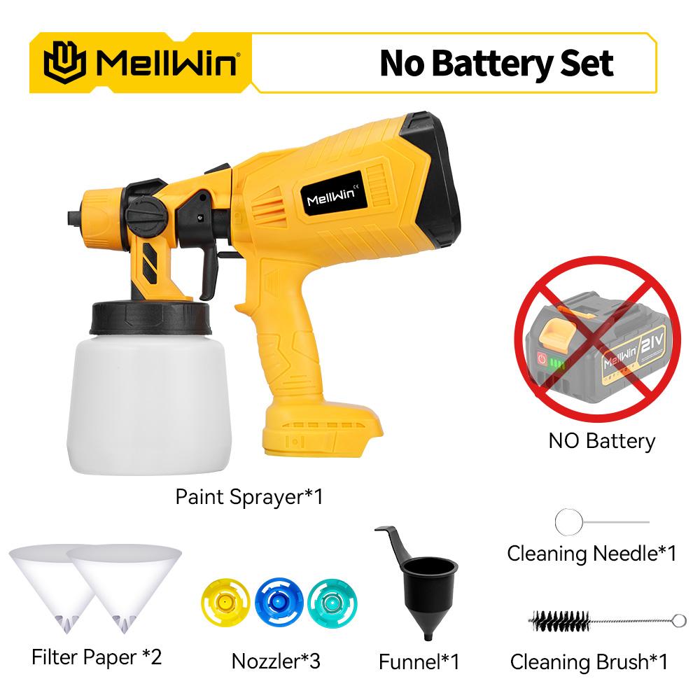 MELLWIN 1000ML Akku-Elektro-Farbspritzgerät Spritzpistole Tragbares Farbspritzgerät Auto Möbel Stahlbeschichtung Airbrush Für Makita 18V Akku Without Battery
