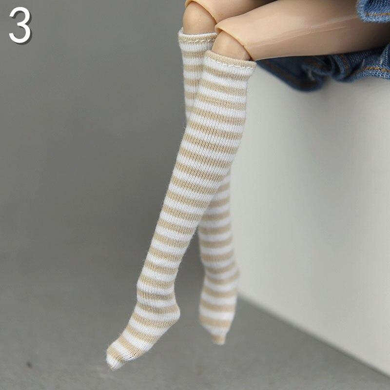 1 paar Puppe Gestreiften Lange Socken Geeignet für Blythe Puppe Strümpfe Fit Für Blyth 1/6 BJD Zubehör Puppenhaus Spielhaus DIY Spielzeug grau