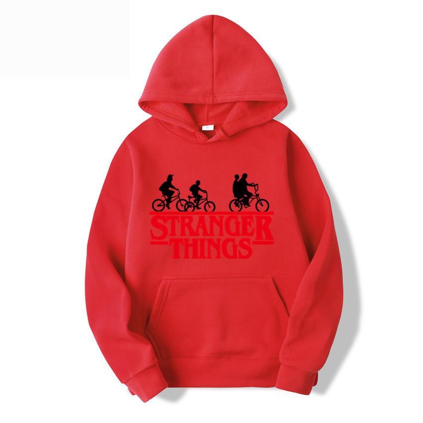 Stranger Things Herbst-Print Anime Hoodie Fleece Sweatshirt Kawaii Hoodies Jacke Jungen Pullover Y2k Sudadera Kinderkleidung Mädchen S rot