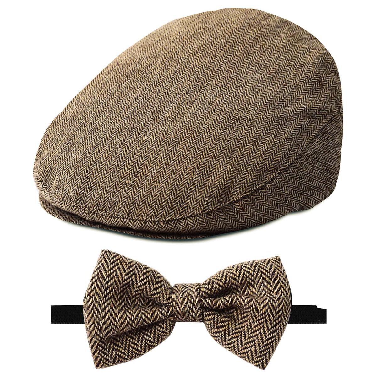 Babyhut Kinderkappe Kleinkind Geburtstag Taufe Accessoire Neugeborene Taufe Schiebermütze Vintage Fahrer Mütze mit Fliege 12-24 Months khaki