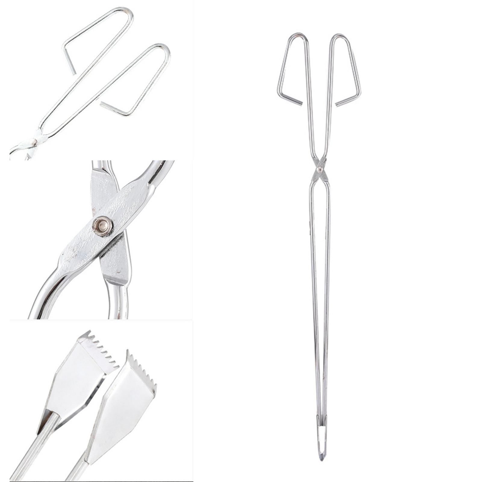 Outdoor Grillzange aus Edelstahl 55cm Verlängerter Griff Brennholz Kohle Klemme Müllgreifer Feuer