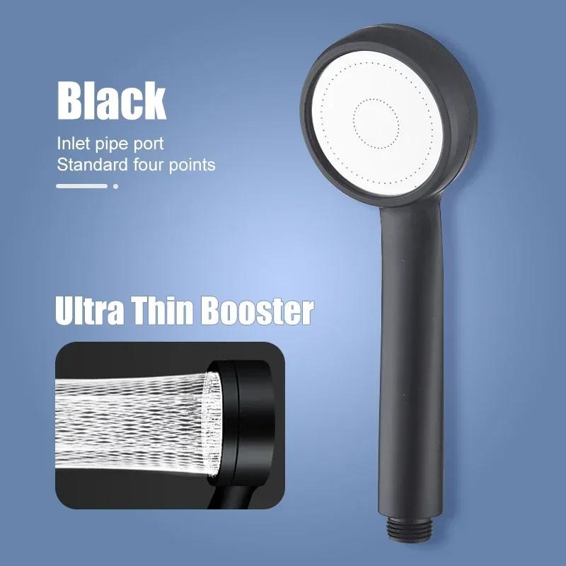 Hochdruck-wassersparender Regenduschkopf, Badezimmer-Zubehör, ABS-Chrom-Halterung, Duschkopf, Badezimmer-Zubehör schwarz