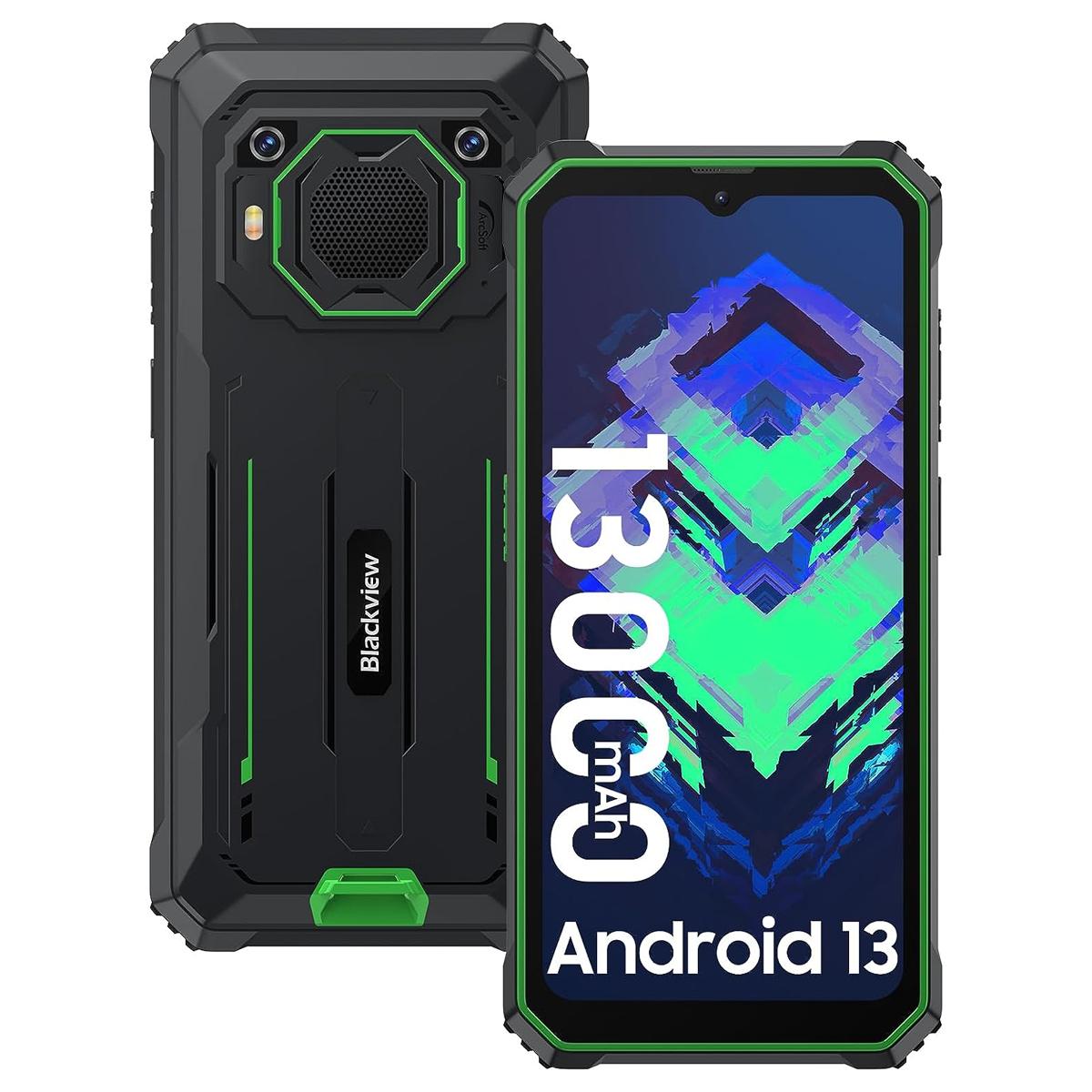 Überholtes robustes Blackview BV6200-Telefon 8 GB 64 GB 13000 mAh Andriod13 Octa-Core-Mobiltelefon 6,56 Zoll wasserdichtes Smartphone only cellphone grün